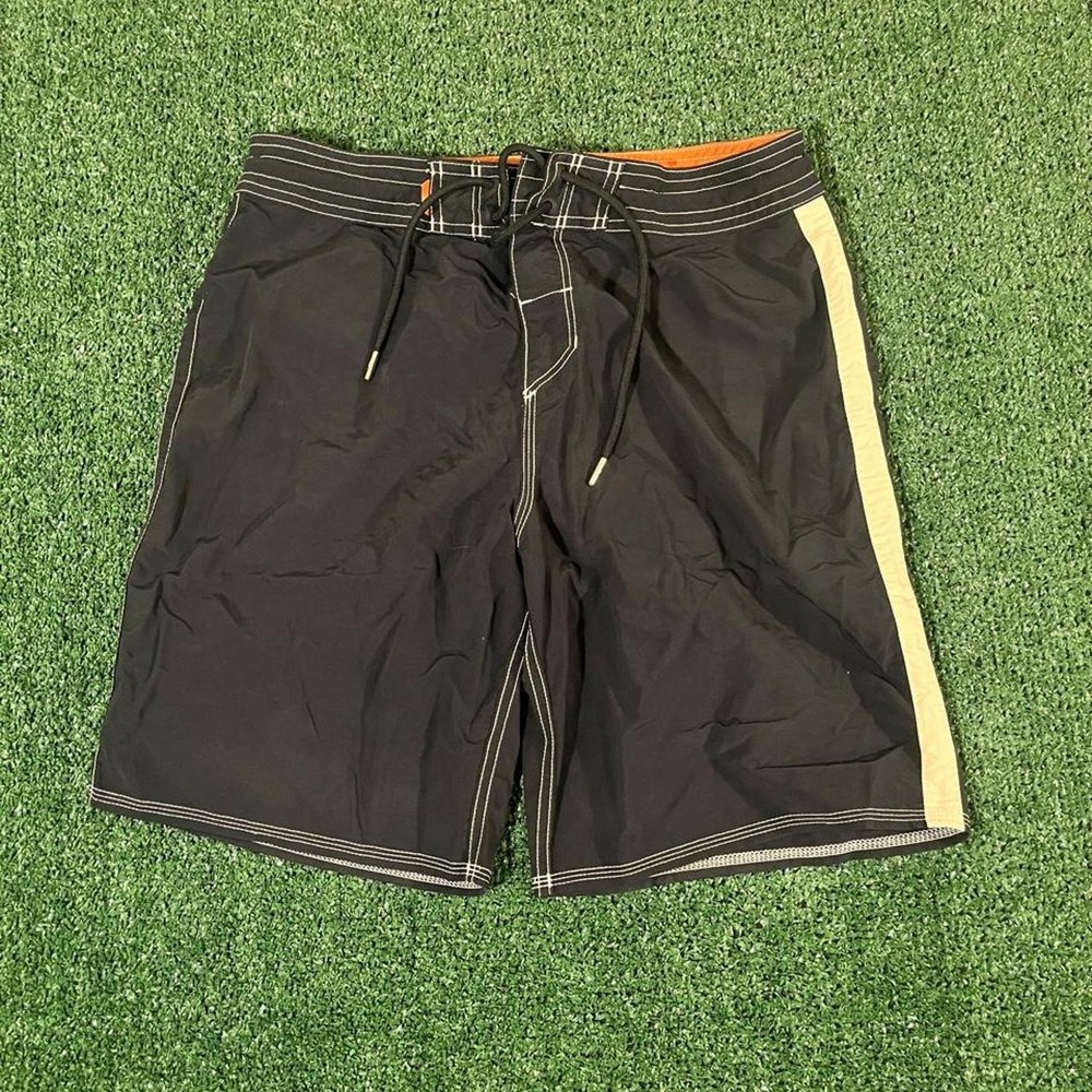 Quiksilver Waterman Board Shorts Mens 30 Black Tan Y2K Surf Cargo Pocket 0173